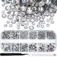 2000 Piezas de Diamantes de Imitación de Espalda Plana de Vidrio Hot Fix Gemas Cristales Redondas 1-5-6 MM (SS4-SS30) en…